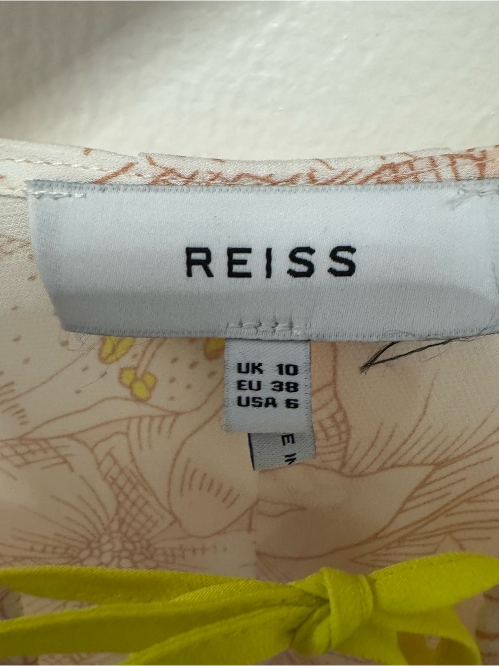 REISS Women’s Light Floral Jeans with Neon Yellow Drawstring